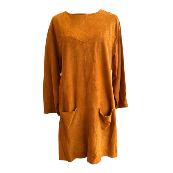 Isabel Marant Goat Suede Mini Shift Dress Size 40 US 8 Leather Tan - Picture 11 of 15